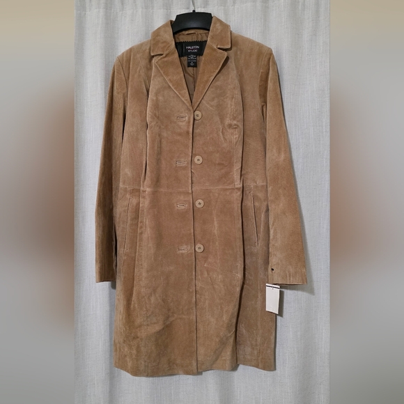 Halston Heritage Jackets & Blazers - NWT Halston Studio Suede Leather Long Jacket Size S Color Caramel